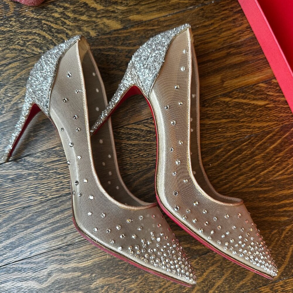 Christian Louboutin Nude Mesh Crystal Pumps - Picture 4 of 8